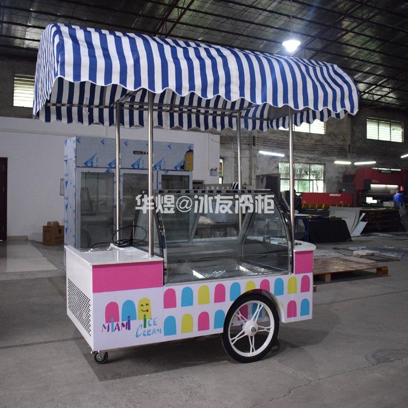 冰友12盘冰淇淋车流动式冰淇淋花车展示柜移动雪糕车