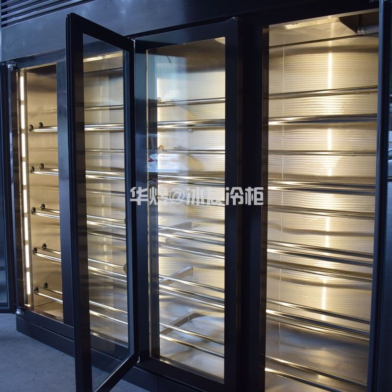 冰友定制款黑拉丝四门酒柜高档酒柜西餐厅红酒冷柜酒店专用酒柜
