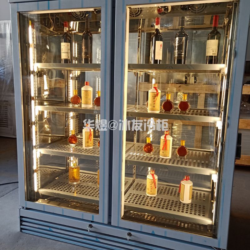 两面通透红酒柜恒温酒柜高端不锈钢酒水冷藏展示柜