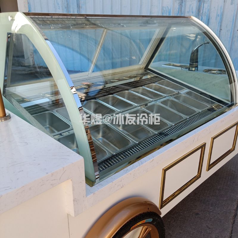 定制款雪糕车冰淇淋展示冷柜移动冰激凌车冰淇淋手推车