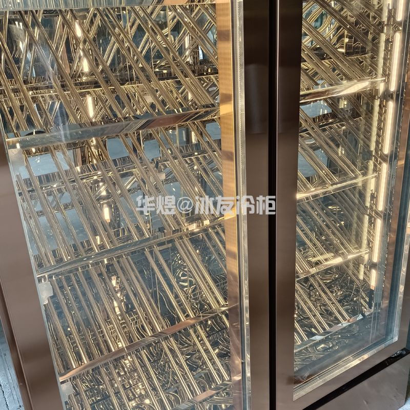 双门玫瑰金红酒柜酒水展示冷柜高身酒柜