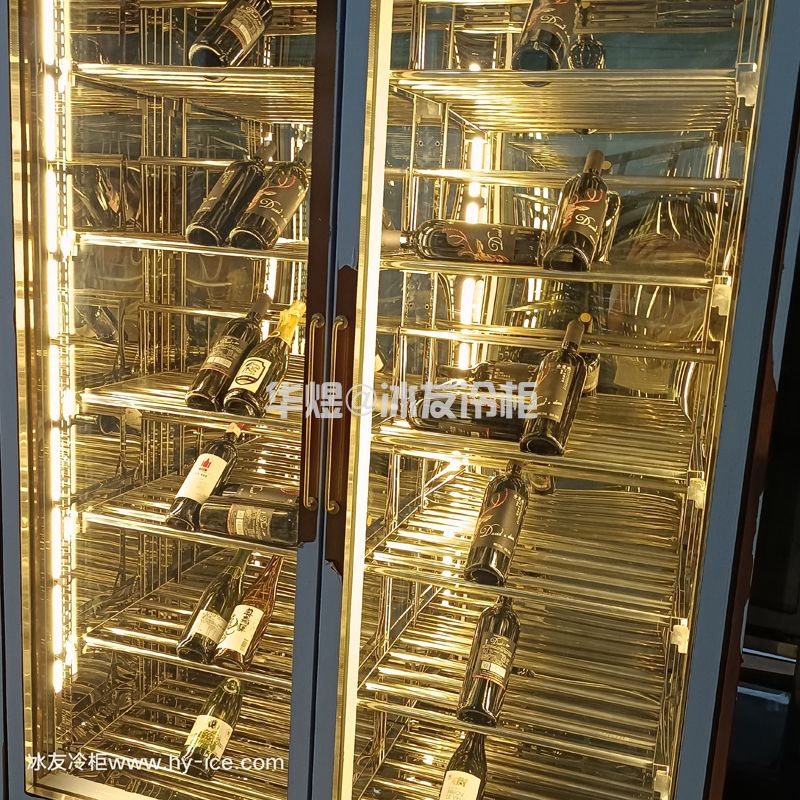 双门玫瑰金酒柜玻璃门酒柜高端商用酒柜广州酒柜厂家