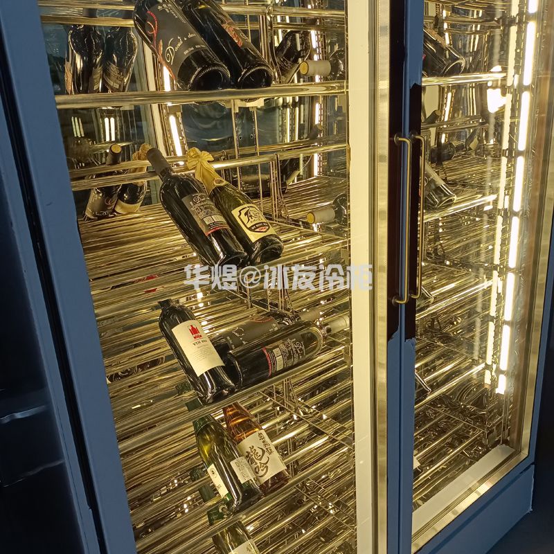 双门玫瑰金酒柜玻璃门酒柜高端商用酒柜广州酒柜厂家