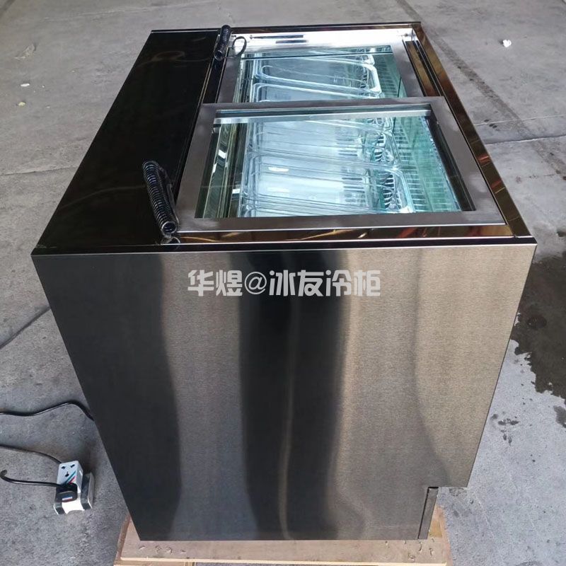 冰友厂供出口黑拉丝台式4盘汤圆雪糕柜商用冰淇淋冷冻展示柜
