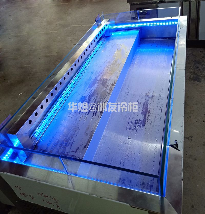 蓝光直冷阶梯式带雾化冰鲜台冰台展示柜