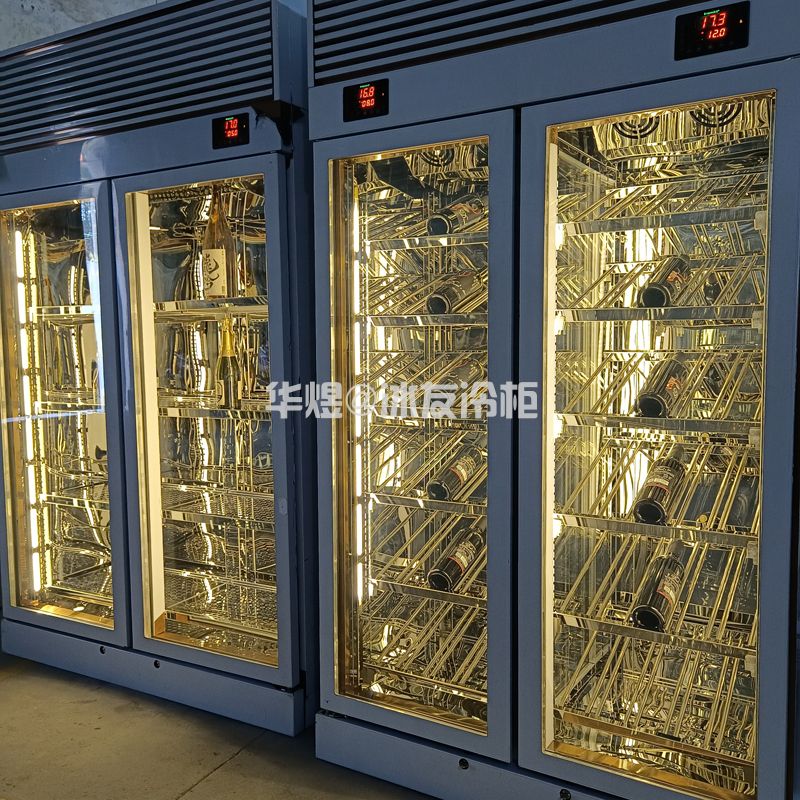 玫瑰金双门酒柜压缩机恒温酒柜高端红酒冷藏展示柜不锈钢酒柜生产厂家