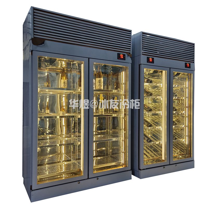 玫瑰金双门酒柜压缩机恒温酒柜高端红酒冷藏展示柜不锈钢酒柜生产厂家