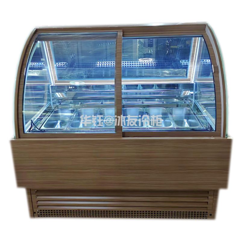 冰友前开门仿木不锈钢冰淇淋柜冰激凌雪糕展示柜