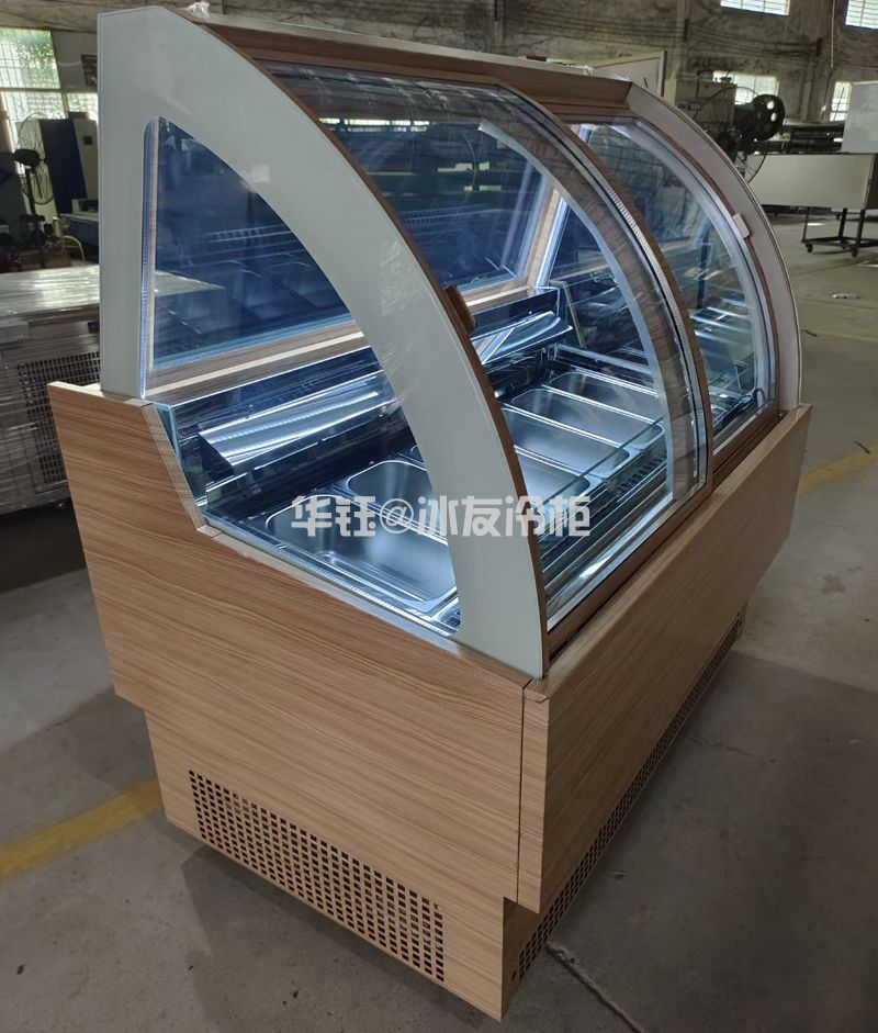 冰友前开门仿木不锈钢冰淇淋柜冰激凌雪糕展示柜