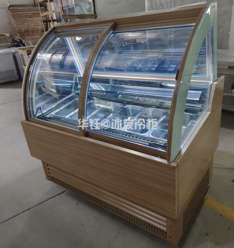 冰友前开门仿木不锈钢冰淇淋柜冰激凌雪糕展示柜