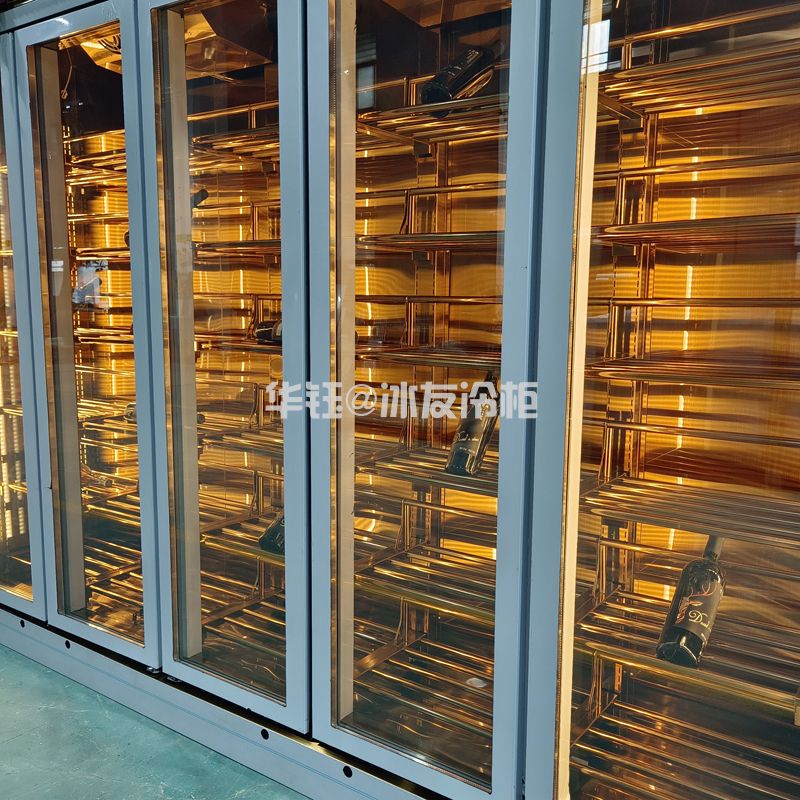 玫瑰金红酒柜不锈钢恒温酒柜酒水展示柜酒柜工厂