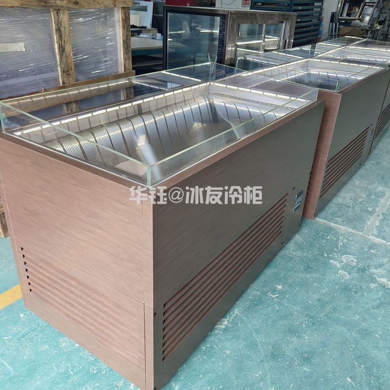 仿木不锈钢冰鲜台海鲜冰台打冷台直冷冰台展示柜生鲜冰台多少钱