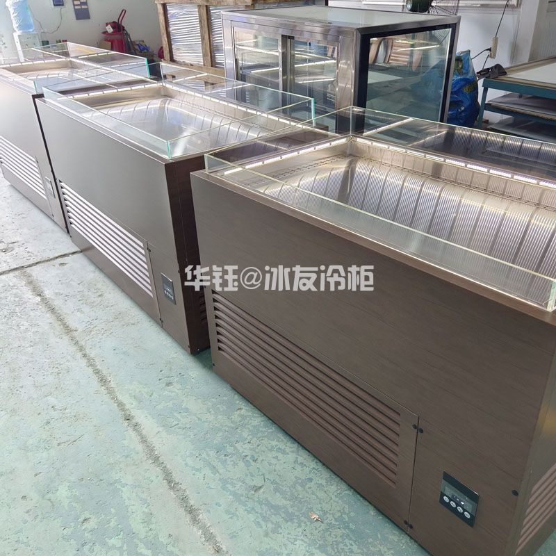 仿木不锈钢冰鲜台海鲜冰台打冷台直冷冰台展示柜生鲜冰台多少钱