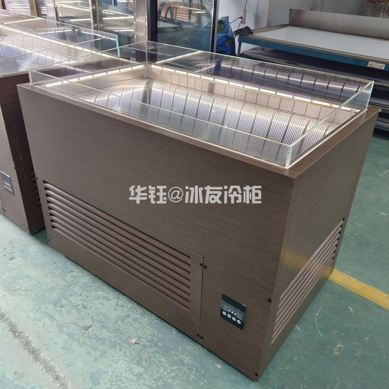 仿木不锈钢冰鲜台海鲜冰台打冷台直冷冰台展示柜生鲜冰台多少钱