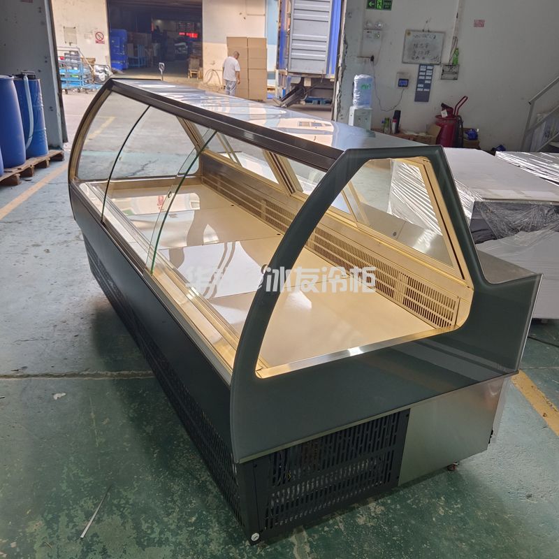 定制双机双温卧式弧形前后推拉门风冷熟食柜不锈钢熟食柜展示柜熟食保鲜柜价格