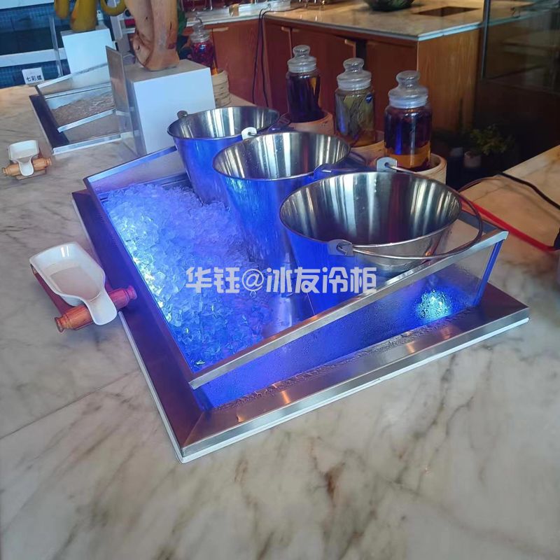 分体式嵌入式冰鲜台海鲜柜沙拉柜超市冰台展示冷柜不锈钢直冷冰鲜台