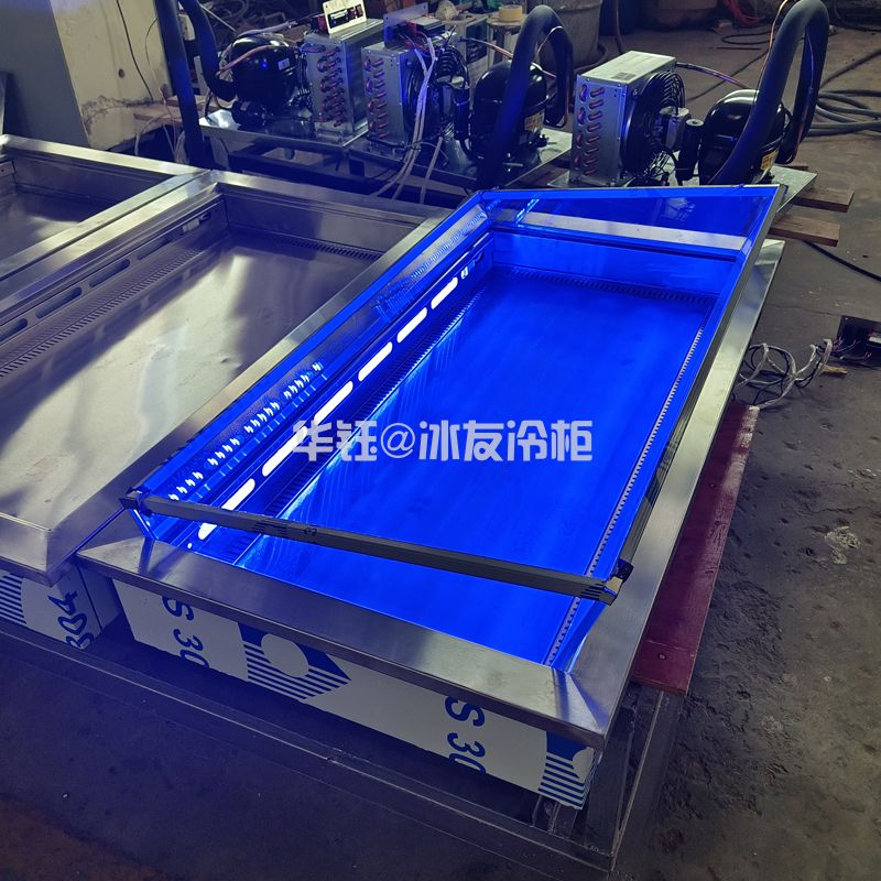 分体式嵌入式冰鲜台海鲜柜沙拉柜超市冰台展示冷柜不锈钢直冷冰鲜台