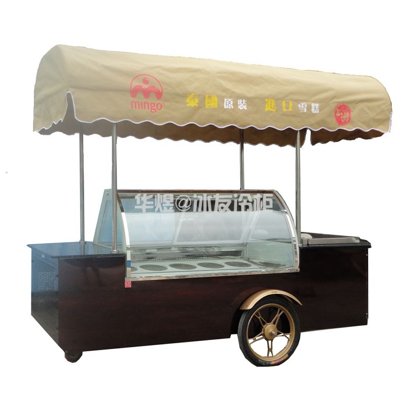 冰友10桶冰淇淋车流动式冰淇淋车花车展示柜小吃车(图1)