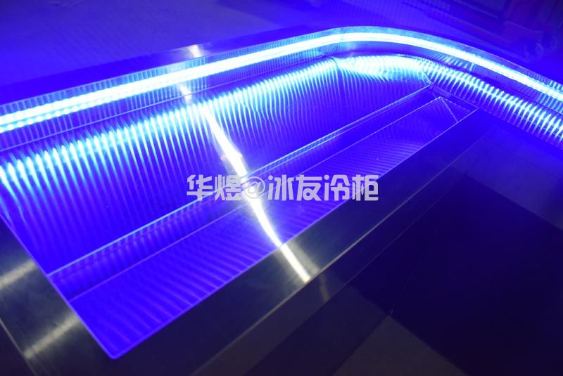厂家直销冰友转角式冰鲜台超市酒店海鲜冰机黑拉丝双机双温冰台(图4)