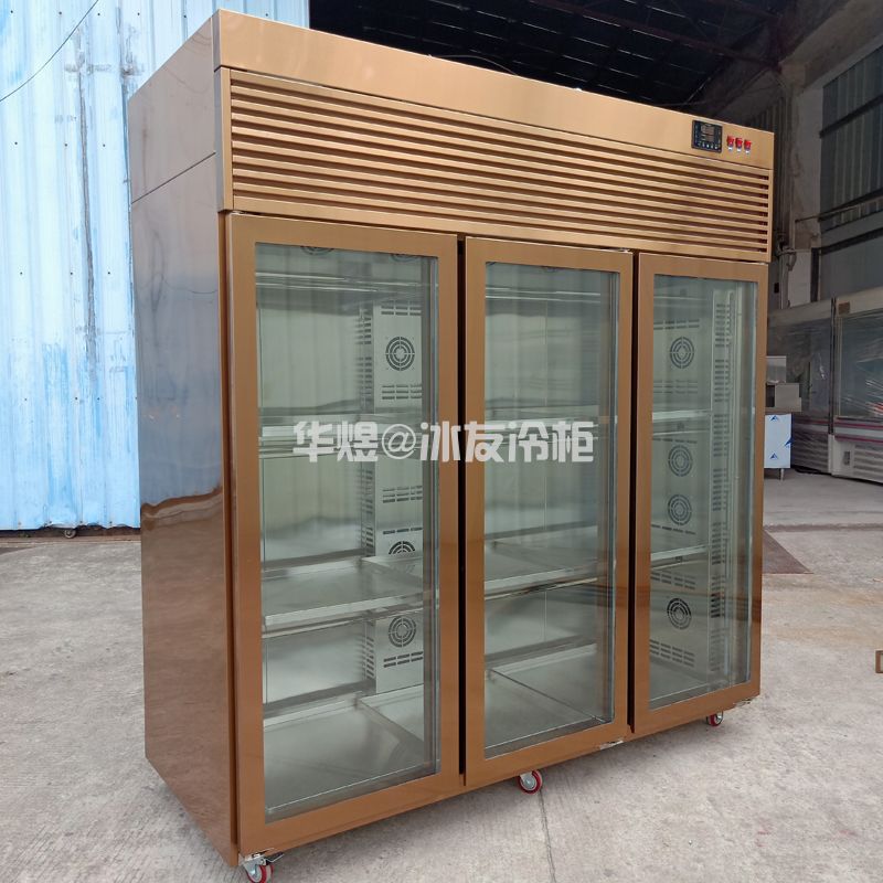 玫瑰金款三门凉鸭风干柜烤鸭、烧鹅、乳鸽风干柜烤鸭晾胚展示柜冷柜(图4)