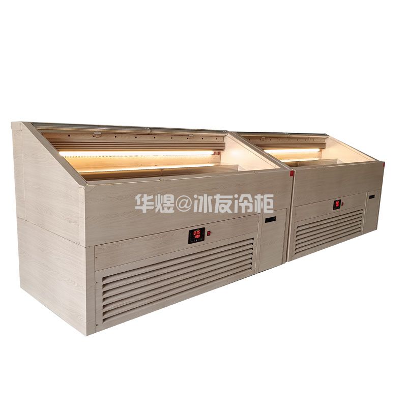 仿木带雾化开放式冷柜火锅店料理店开敞式自助选菜食品保鲜冷柜(图1) 仿木带雾化开放式冷柜火锅店料理店开敞式自助选菜食品保鲜冷柜(图1)
