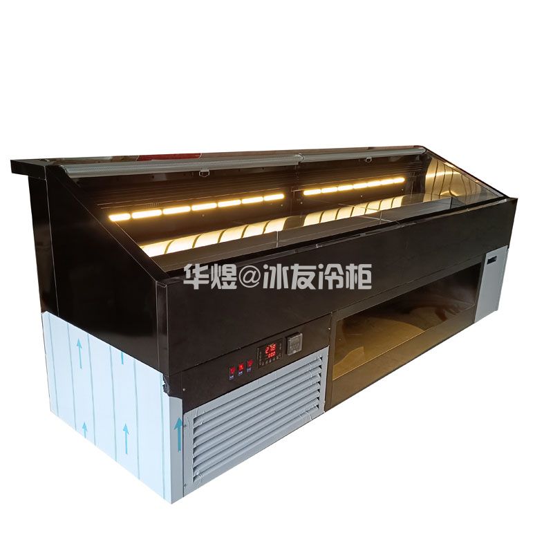 带雾化黑拉丝款开放式点菜柜火锅、料理连锁店专用开放式配菜柜开敞式自助选菜食品保鲜冷柜(图2) 带雾化黑拉丝款开放式点菜柜火锅、料理连锁店专用开放式配菜柜开敞式自助选菜食品保鲜冷柜(图2)