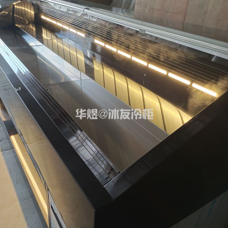 带雾化黑拉丝款开放式点菜柜火锅、料理连锁店专用开放式配菜柜开敞式自助选菜食品保鲜冷柜(图7) 带雾化黑拉丝款开放式点菜柜火锅、料理连锁店专用开放式配菜柜开敞式自助选菜食品保鲜冷柜(图7)