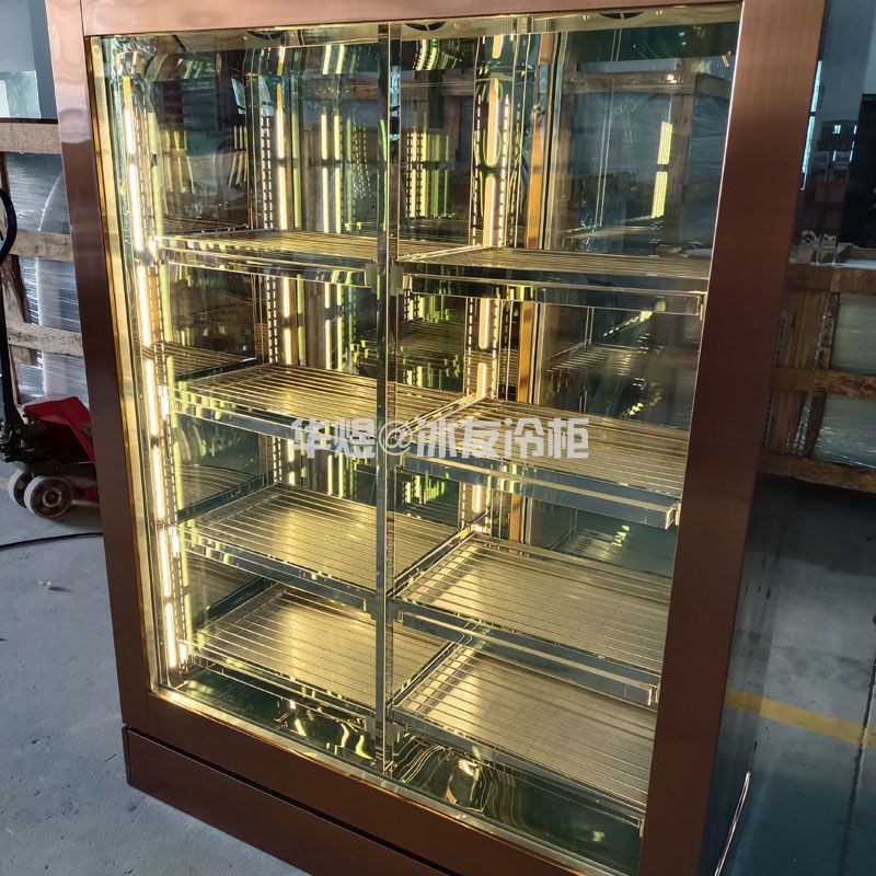 双门双通玫瑰金色湿式熟成展示柜牛肉排酸柜和牛冷柜(图4) 双门双通玫瑰金色湿式熟成展示柜牛肉排酸柜和牛冷柜(图4)
